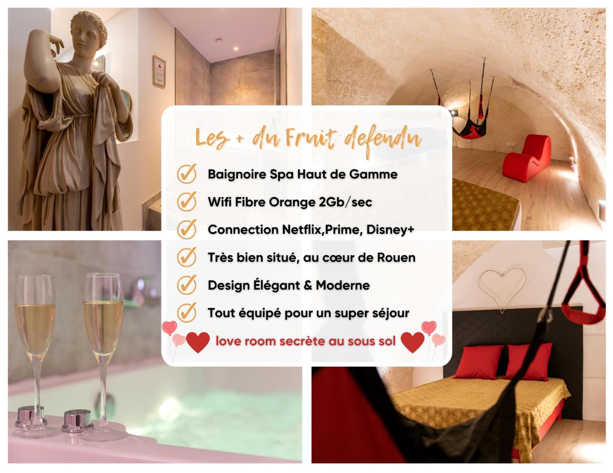 Le Fruit Defendu "Love Room" Jacuzzi Centre Ville Rouen Extérieur photo